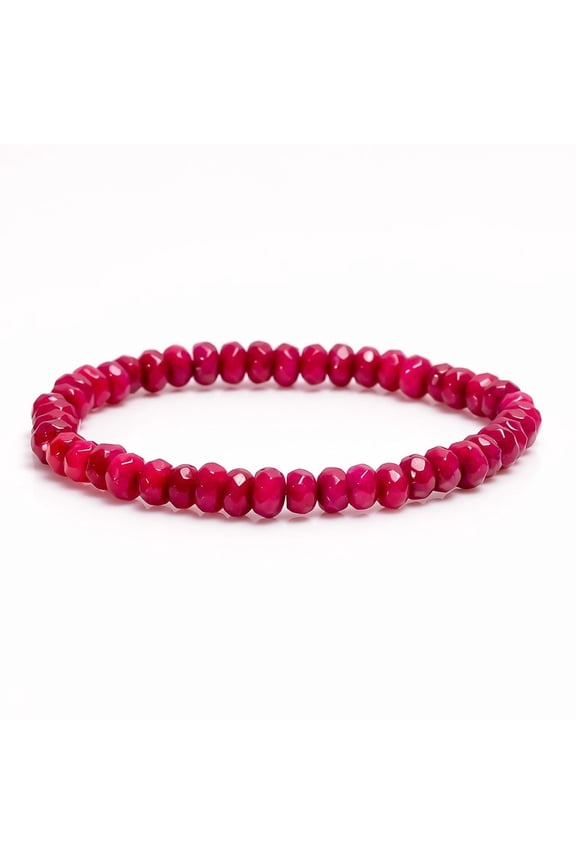 Natural Red Ruby 6mm rondelle Shape faceted Cut Beads Stretchable Bracelet for Men & Women.