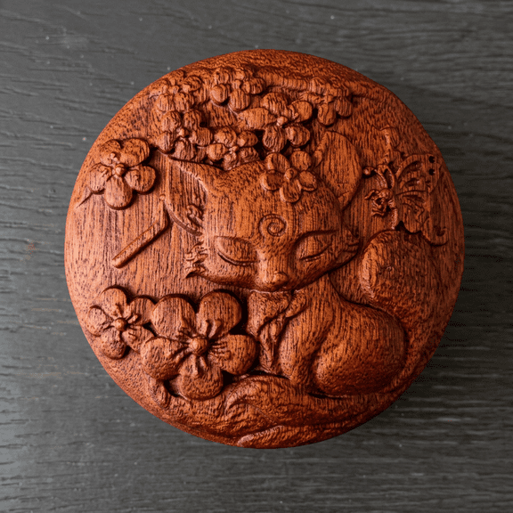 Natural Red Sandalwood Carved Air Cushion Hair Brush, Scalp Massage Detangling Comb for Daily Hair Care Relieve Fatigue