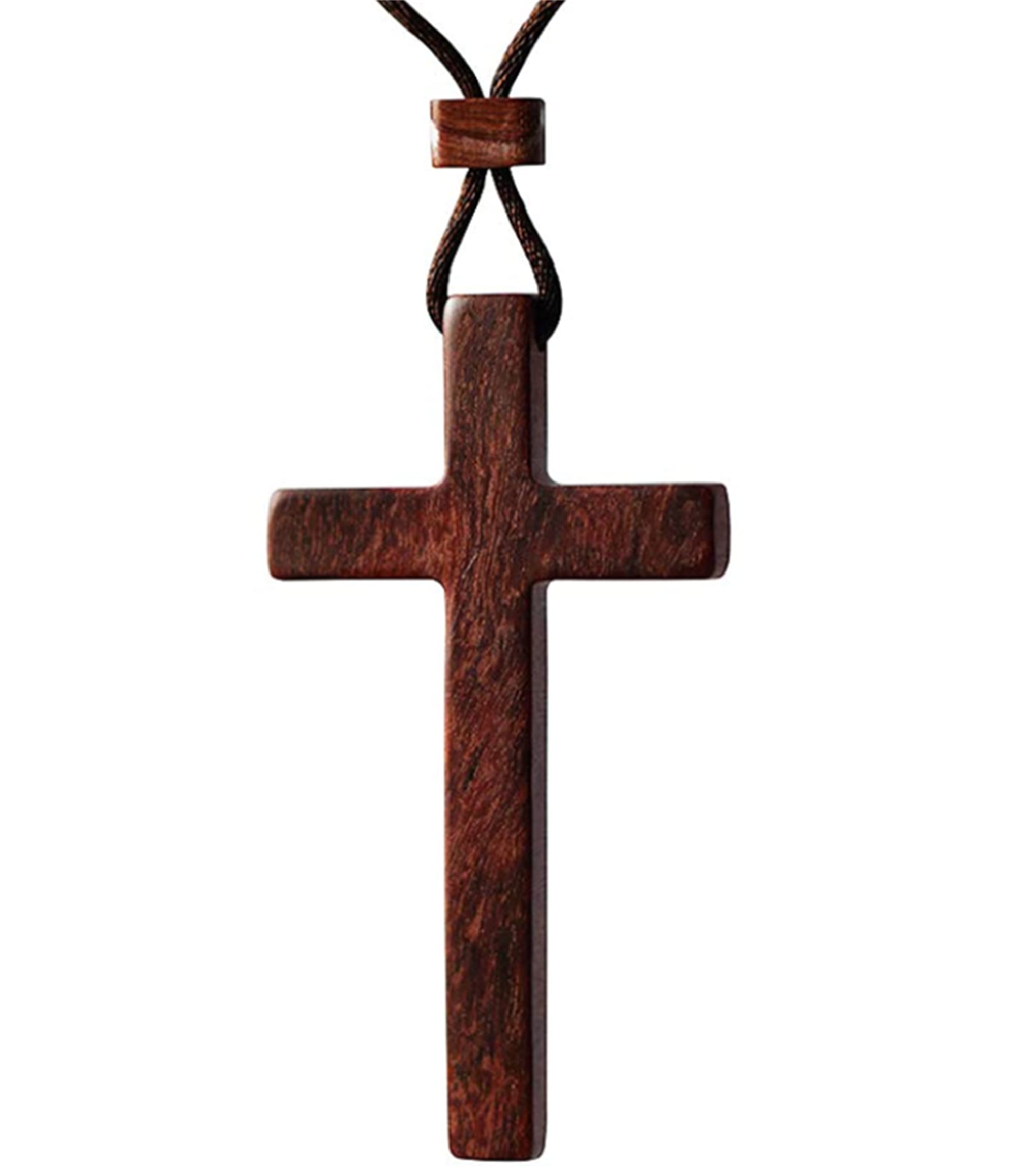 1 PCS Red Sandalwood Ebony Cross Necklace For Men Jewelry Lady Jesus Cross  Penadnt Women Choker Bijou Male Wood Rope Necklaces