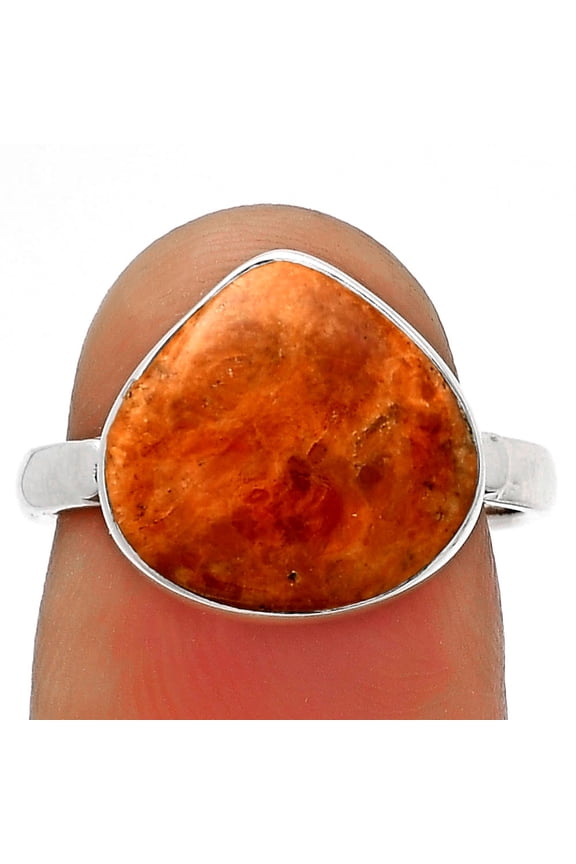 Natural Red Sponge Coral 925 Sterling Silver Ring s.7 Jewelry R-1001 SDR177782