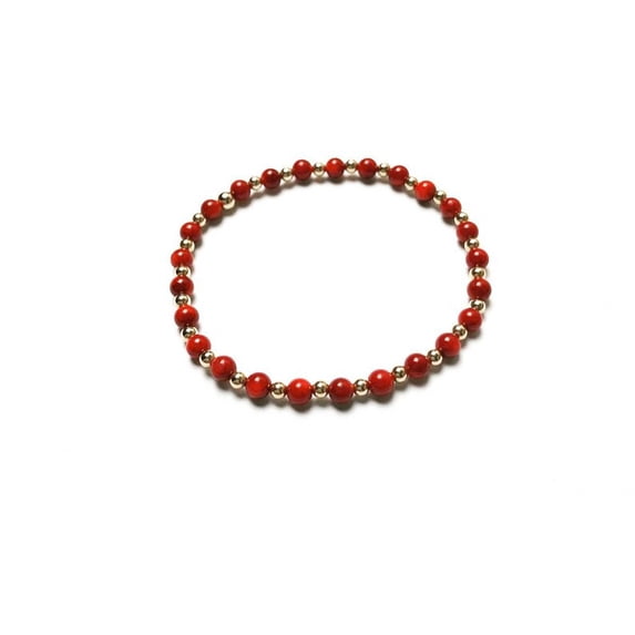 Natural Red Stone 4mm round Shape smooth Cut Beads Stretchable Bracelet for Men & Women.