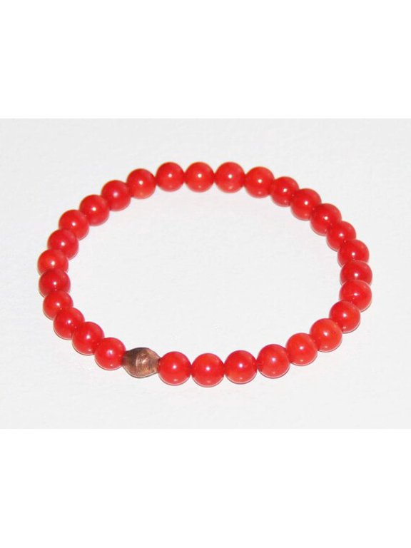 Natural Red Stone 6mm round Shape smooth Cut Beads Stretchable Bracelet for Men & Women.