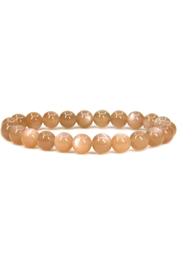Natural Red Sunstone 8mm Round Beads Stretch Bracelet 7" Unisex