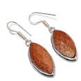 thumbnail image 1 of Natural Red Sunstone Gemstone Handmade 925 Sterling Silver Earring 1.89", 1 of 2