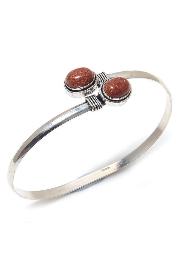 Natural Red Sunstone Gemstone Handmade New Year Gift Cuff Bracelet Adj