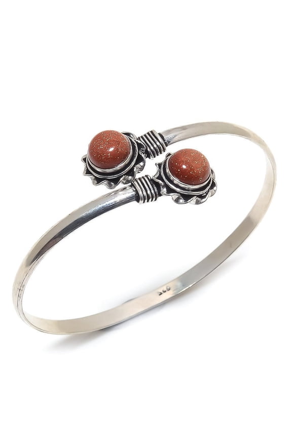 Natural Red Sunstone Gemstone Handmade New Year Gift Cuff Bracelet Adj