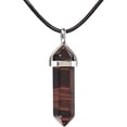 thumbnail image 1 of Natural Red Tiger Eye Gemstone Hexagonal Pointed Reiki Chakra Pendant Genuine Leather Necklace 18 Inch, 1 of 2