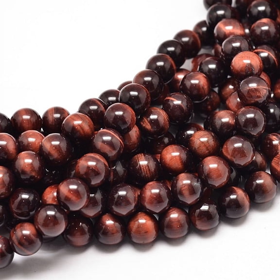 Natural Red Tiger Eye Round Bead Strands Dyed & Heated 8mm Hole: 1mm about 48pcs/strand 15.3 inch