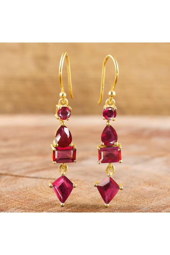 Natural Red ruby earrings for women, Gold earring, July birthstone, Minimalist earrings, AAA Ruby earrings, Minimalist earrings gift for her