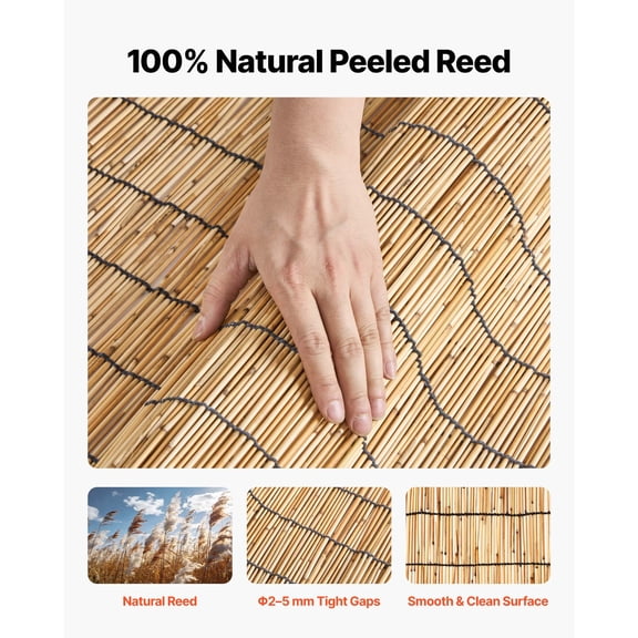 Natural Reed Fencing, 4 ft x 16.4 ft, Decorative Natural Reed Fencing Roll, Decorative Fence for Backyard Garden Divider, Privacy Screen Panel Curtain for Balcony Patio Garden Backyard Outdoor