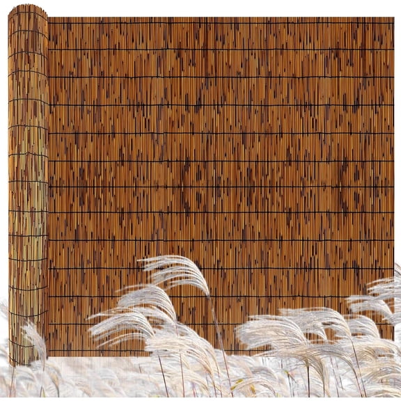 Natural Reed Fencing,4FT X 16.4FT Reed Screen Balcony Reed Fence Bamboo Screen Fencing for Outdoor Backyard PatioBrown