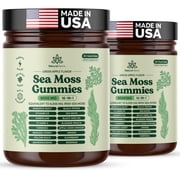Natural Rems Sea Moss Gummies 16-in-1 - Ashwagandha Black Seed Oil Bladder Wrack Turmeric Vitamin C & D3 with Manuka Burdock Root Dandelion Elderberry Apple Cider Vinegar Green Apple2 bottles