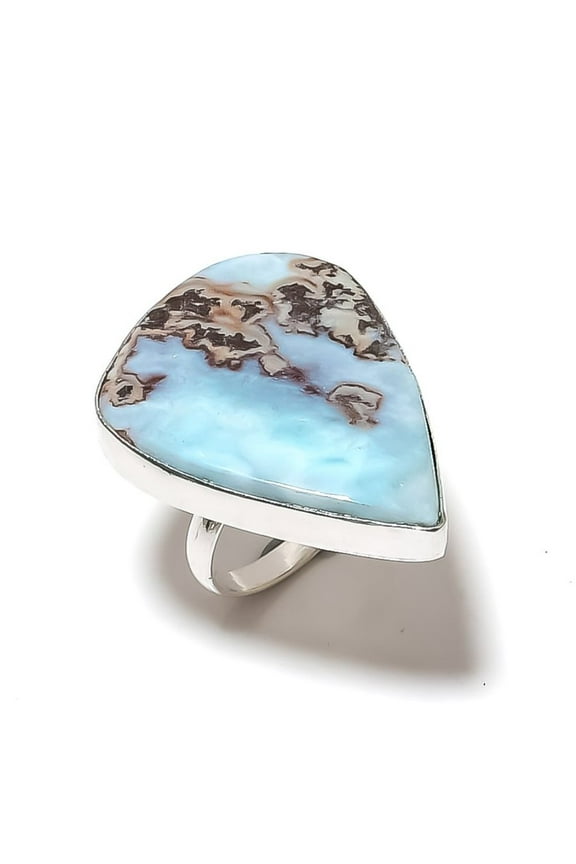 Natural Republic Larimar Gemstone 925 Sterling Silver Gift Ring Size 7