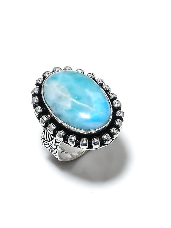 Natural Republic Larimar Gemstone 925 Sterling Silver Gift Ring Size 7