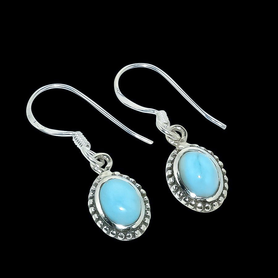 DIVINESILVERUSAINC Natural Republic Larimar Gemstone Handmade 925 Solid Silver Earring 1.25"
