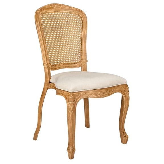 Natural Resin Royal Chair with Ivory Fabric Seat and Natural Rattan Back Similar to Louis Pop Style - Ranier by Chivari