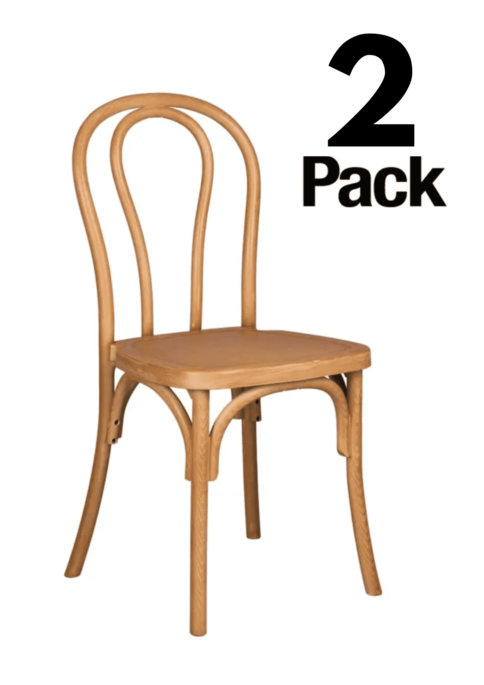 Natural Brown Resin Bentwood Dining Side Chairs, Set of 2