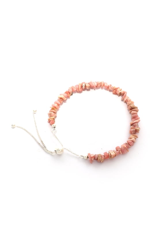Natural Rhodochrosite Rough Shape Bracelets in Sterling Silver for Women, Birthstone Jewelry for Her Birthday, Wedding Anniversary, Christmas, Mothers Day
