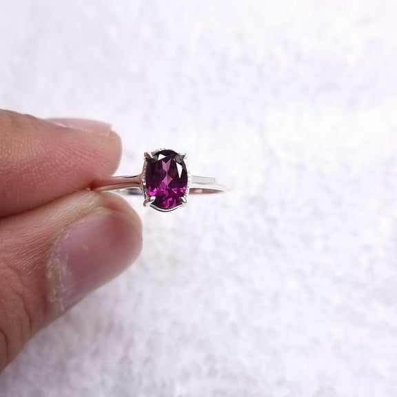 Natural Rhodolite Garnet Ring, 925 Sterling Silver Ring, Gift For Fiance, Engagement Gift, Gemstone Jewelry, Wedding Gift For Him