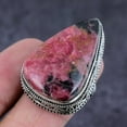 thumbnail image 1 of Natural Rhodonite Gemstone Handmade 925 Sterling Silver Jewelry Ring Size 9, 1 of 2