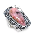 thumbnail image 1 of Natural Rhodonite Gemstone Handmade 925 Sterling Silver Jewelry Ring Size 9, 1 of 2