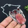 thumbnail image 1 of Natural Rhodonite, Onyx Gemstone 925 Sterling Silver Gift Necklace 18", 1 of 2