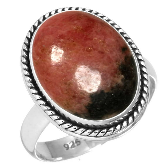 Natural Rhodonite Ring 925 Sterling Silver Handmade Jewelry