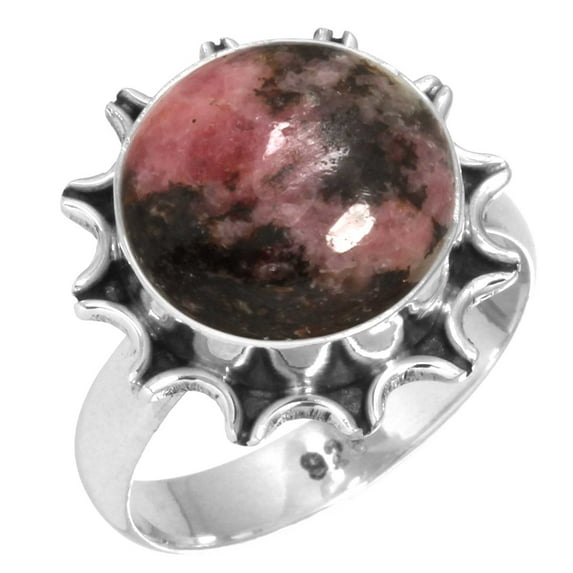 Natural Rhodonite Ring 925 Sterling Silver Handmade Jewelry