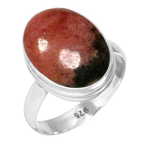 Natural Rhodonite Women Jewelry 925 Sterling Silver Ring