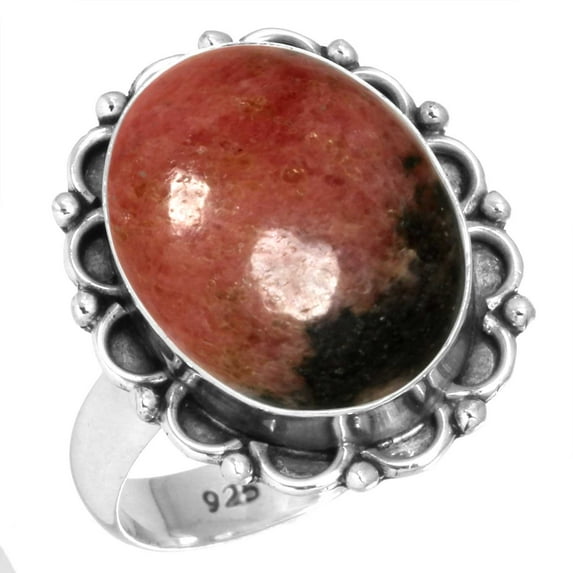 Natural Rhodonite Women Jewelry 925 Sterling Silver Ring