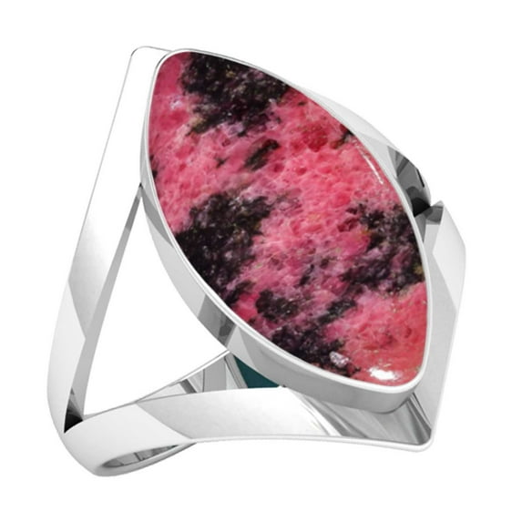 Natural Rhodonite Women Jewelry 925 Sterling Silver Ring