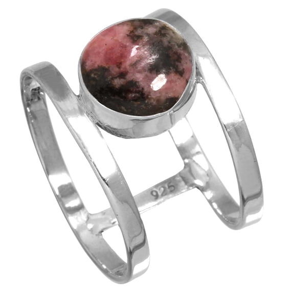 Natural Rhodonite Women Jewelry 925 Sterling Silver Ring