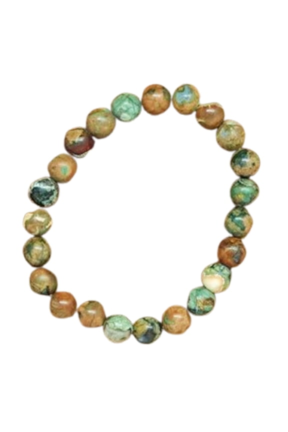 Natural Rhyolite 8mm Round Shape Smooth Cut Beads Stretchable Bracelet For Men & Women. Unisex Bracelet