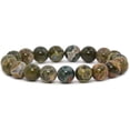 thumbnail image 1 of Natural Rhyolite Jasper Gemstone 10mm Round Beads Stretch Bracelet 7" Unisex, 1 of 2