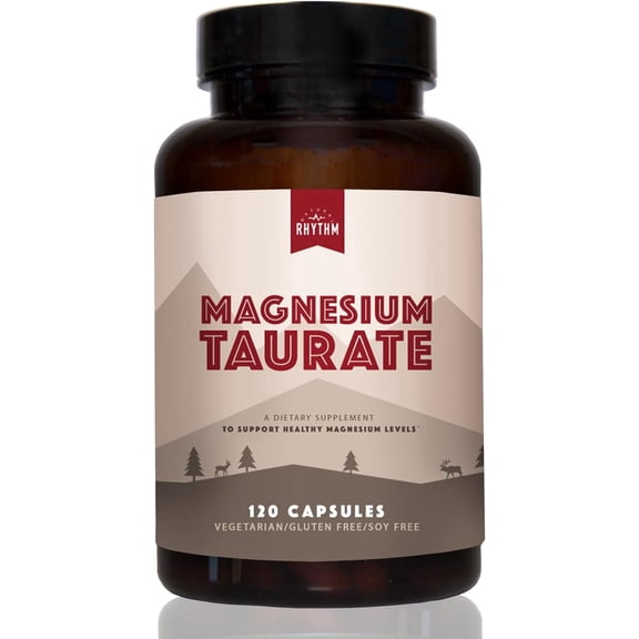 Natural Rhythm Magnesium Taurate Supplements for Heart, Muscle, and Nerve Support, 120 Capsules