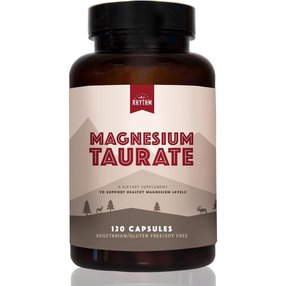 Natural Rhythm Magnesium Taurate Supplements for Heart, Muscle, and Nerve Support, 120 Capsules