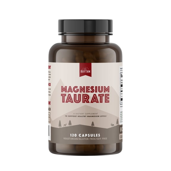 Natural Rhythm Magnesium Taurate Supplement for Heart Health, Muscle and Nerve Support, 120 Capsules