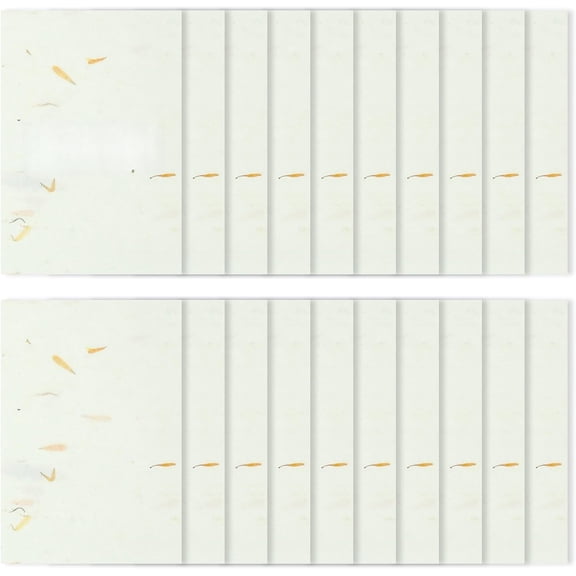 Natural Rice Paper Sheets 20 Pack, Textured Plant Paper for Calligraphy Painting, Smooth Ink Pen Writing Supplies for Decoupage, Card Making, Crafts (Yellow Flower)