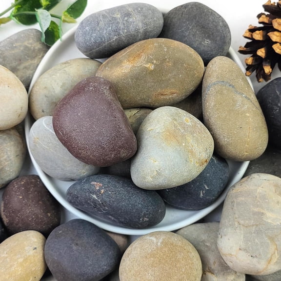 Natural River Rocks, Small Rocks for Plants Decorative Polished Pebbles for Fish Tank, Gardening, Flower Pots, Vase Fillers, Indoor Water Fountains, Landscaping, 40lbs, 2-3 Inch