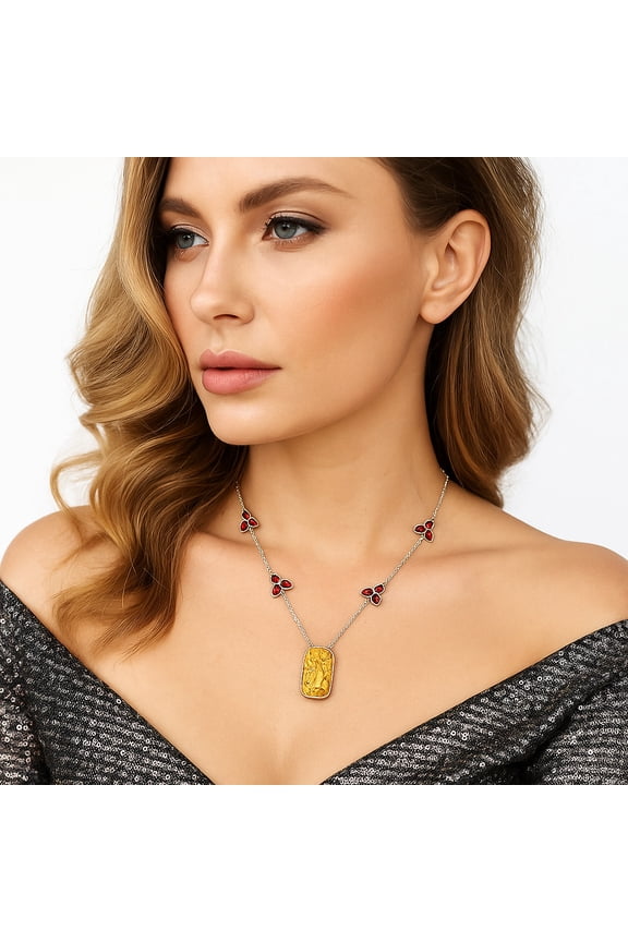 Natural Rock Calcy & Garnet 925 Sterling Silver Necklace Jewelry N-1004 SDN1703