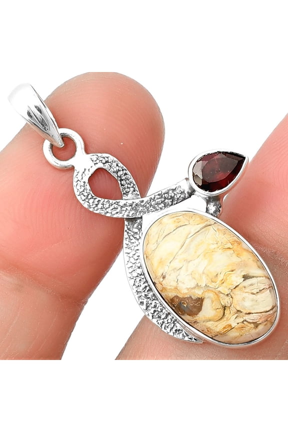 Natural Rock Calcy & Garnet 925 Sterling Silver Pendant Jewelry P-1111 SDP137415