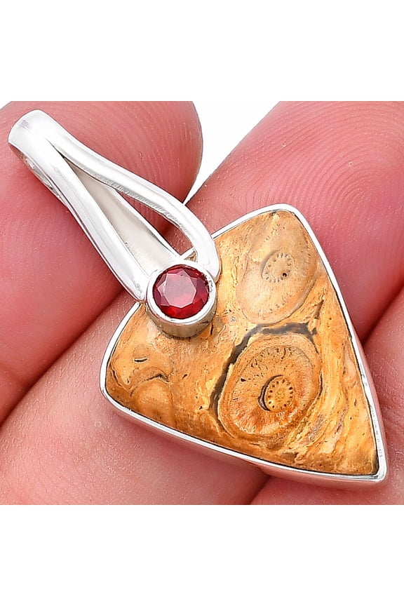 Natural Rock Calcy & Garnet 925 Sterling Silver Pendant Jewelry P-1251 SDP144267