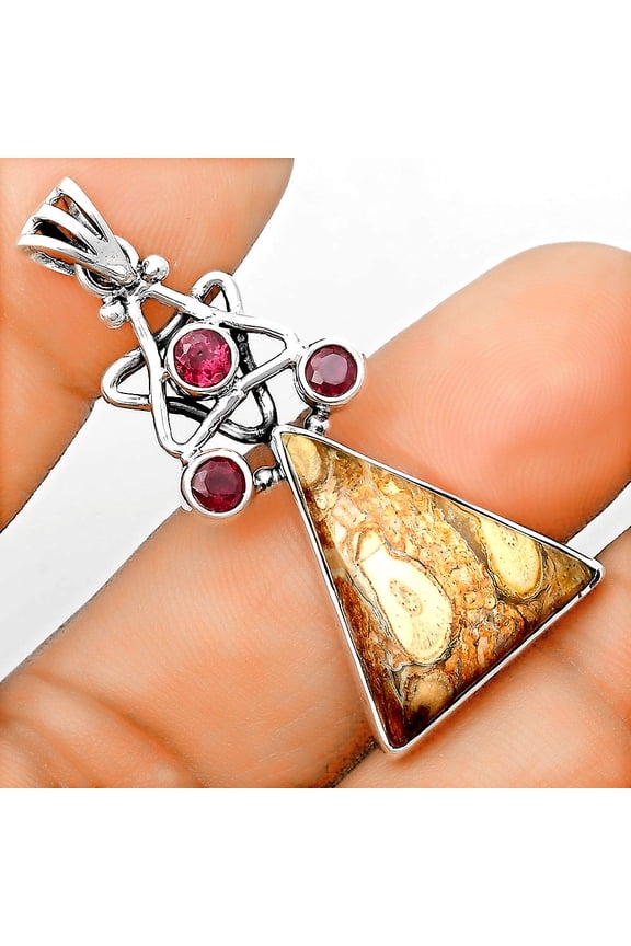 Natural Rock Calcy & Purple Garnet 925 Sterling Silver Pendant Jewelry P-1095 SDP135687