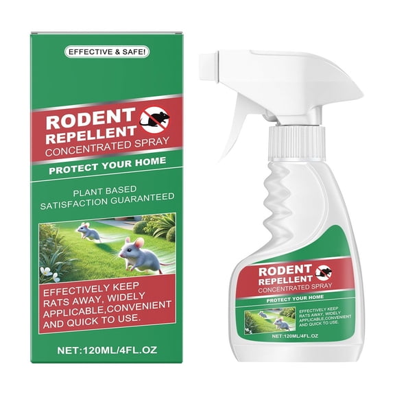 Natural Rodent Repellent Spray Plant-Based Formula for Safe Indoor & Outdoor Use, 120ml, Fast Acting Solution