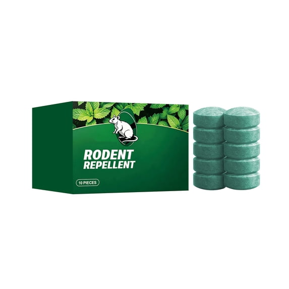 Natural Rodent Repellent Tablets 10 Pack Plant-Based Formula Safe for Indoor Use Long-Lasting Scented Rodent Deterrent for Home Storage and Vehicles