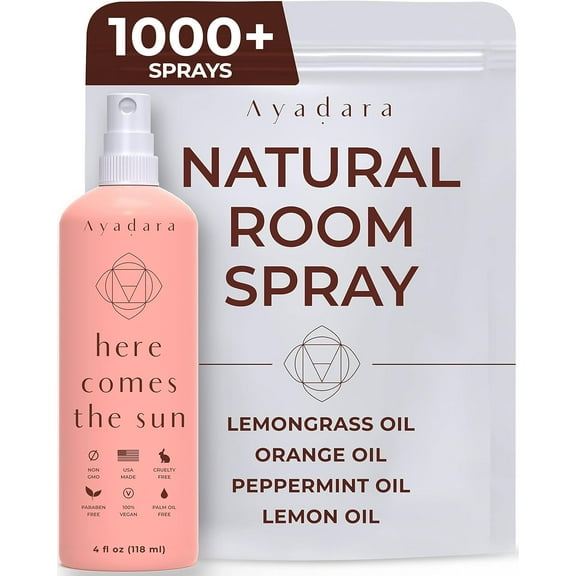 Natural Room Spray, 4 oz, Aromatherapy for Room, Fragrance Spray and Home/Linen Deodorizer Mist, All Natural Spray Air Freshener with Lemongrass and Peppermint Oil, 1000 Sprays