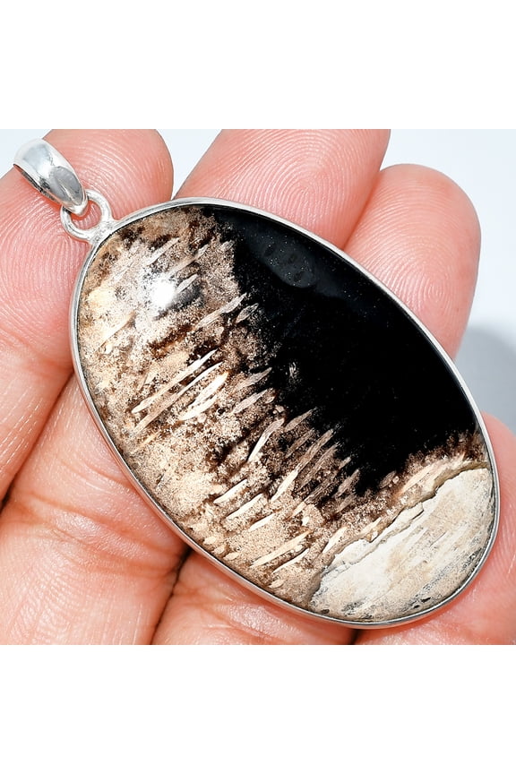 Natural Root Plume Agate 925 Sterling Silver Pendant Jewelry P-1001 SDP153497