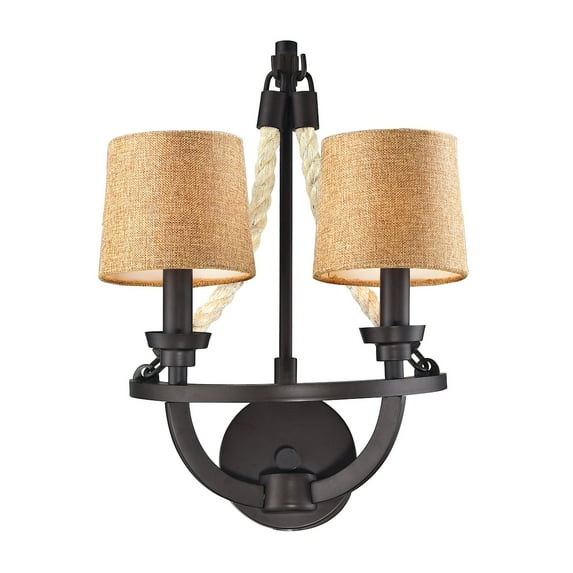Elk Lighting Natural Rope 2 Light Wall Sconce in Aged Bronze