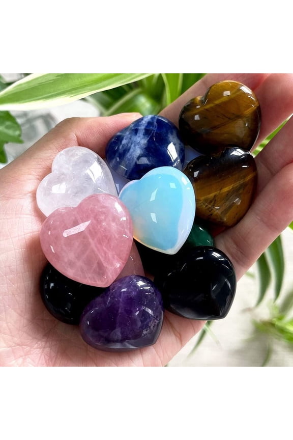 Natural Rose Mixed Quartz Love Heart Crystal Healing Stone Gemstone Pendant+