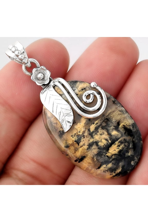 Natural Rose Plume Agate 925 Sterling Silver Pendant Jewelry P-1582 SDP156134